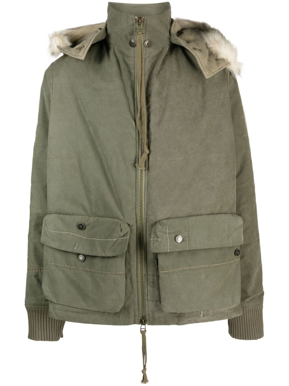 GREG LAUREN Men's Padded Down Jacket with Detachable Hood