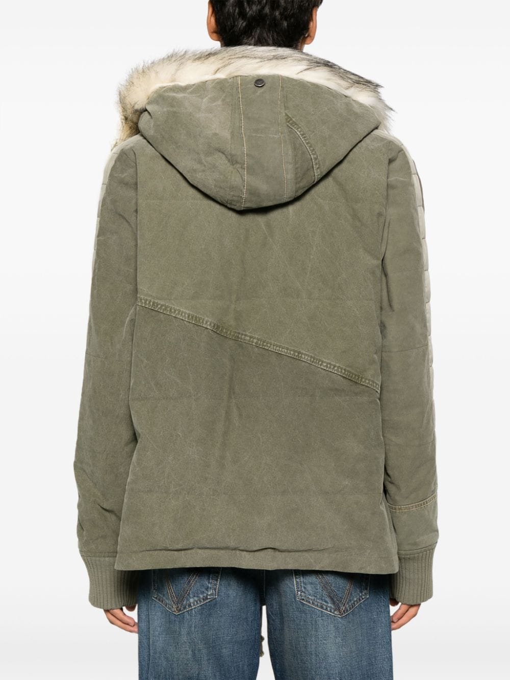 GREG LAUREN Men's Padded Down Jacket with Detachable Hood