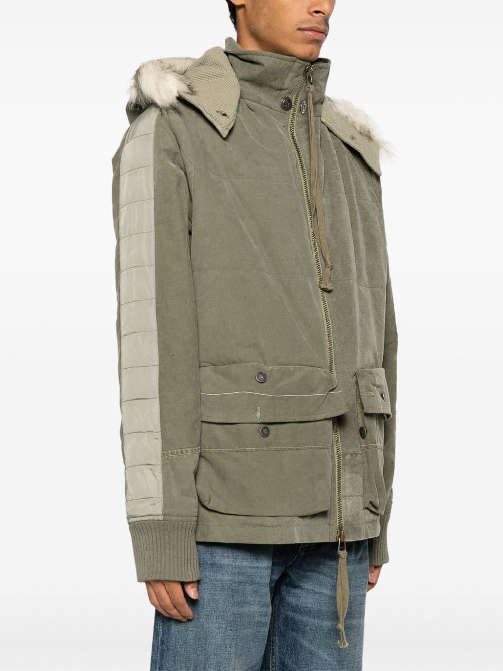 GREG LAUREN Men's Padded Down Jacket with Detachable Hood