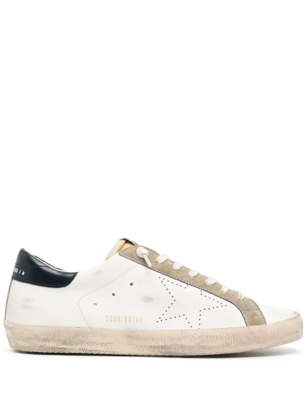 GOLDEN GOOSE Men's Super Star Leather Upper Skate Sneakers with Foam Tongue