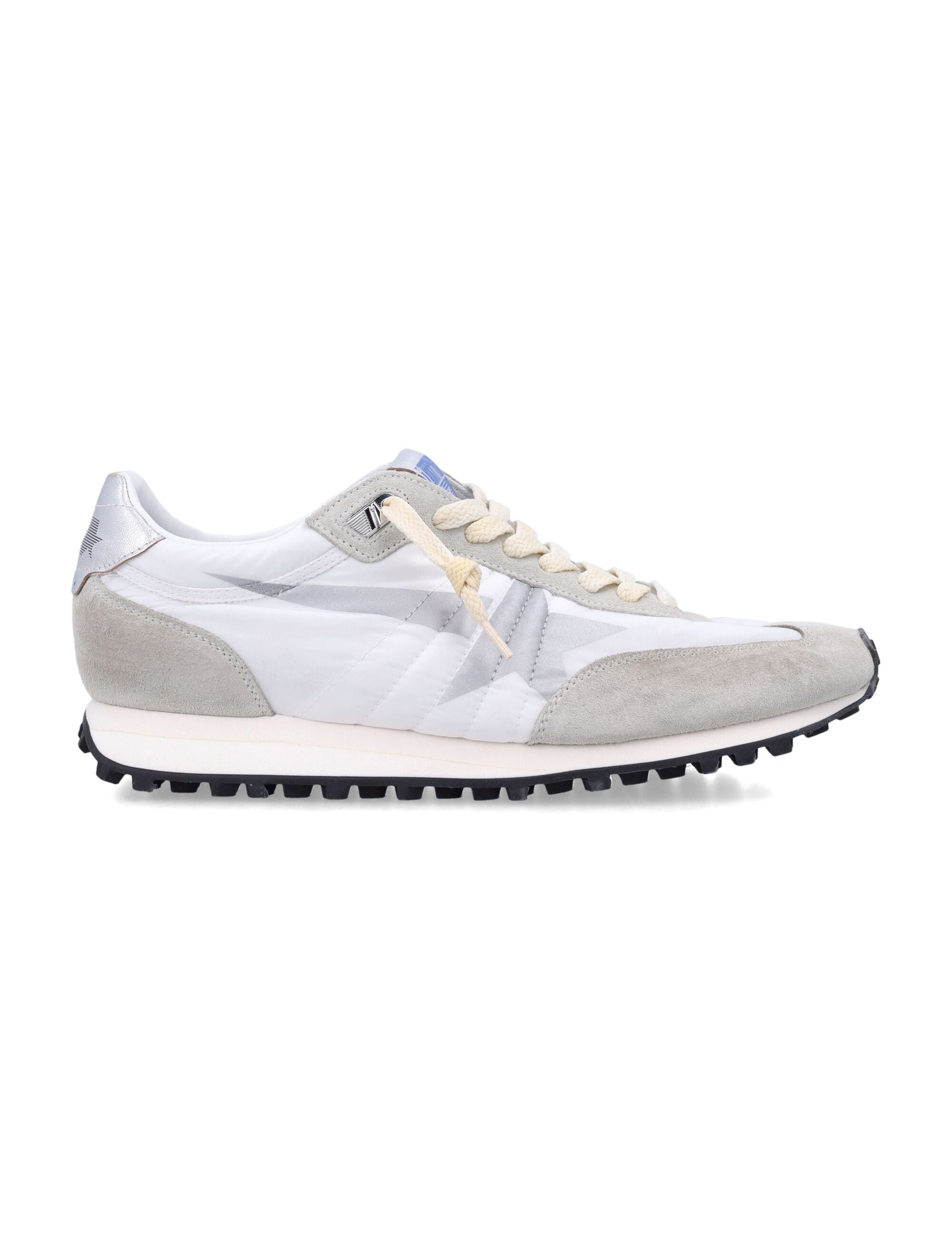GOLDEN GOOSE Marathon Sneakers with Suede Inserts and Silver Heel Tab