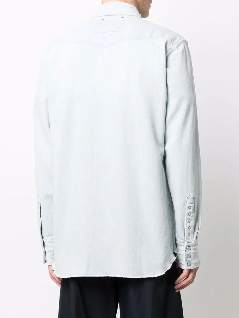 GOLDEN GOOSE Bleached Denim Shirt with Hammered Studs for Men