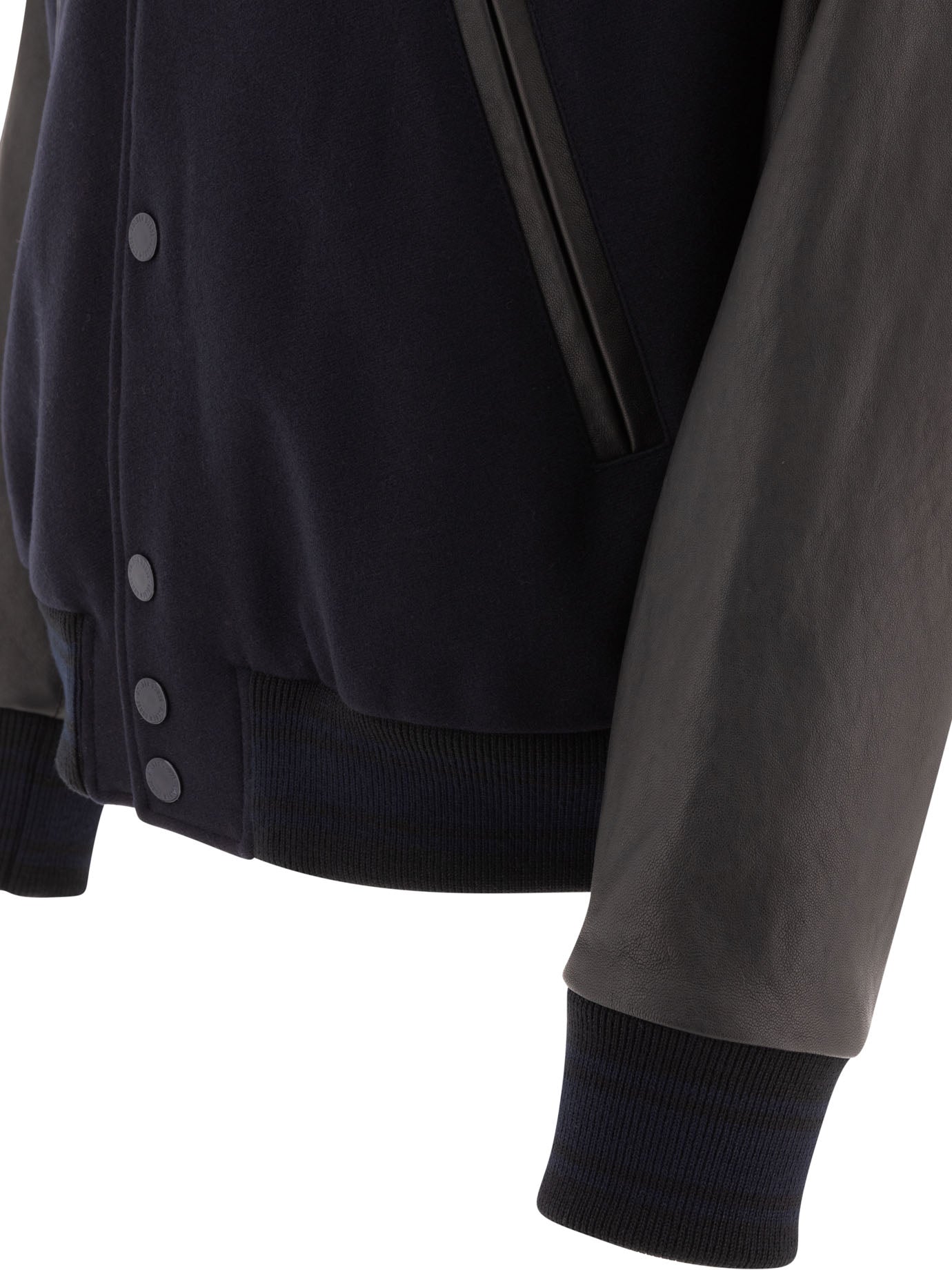 GOLDEN GOOSE Wool and Leather Bomber Jacket - Regular Fit