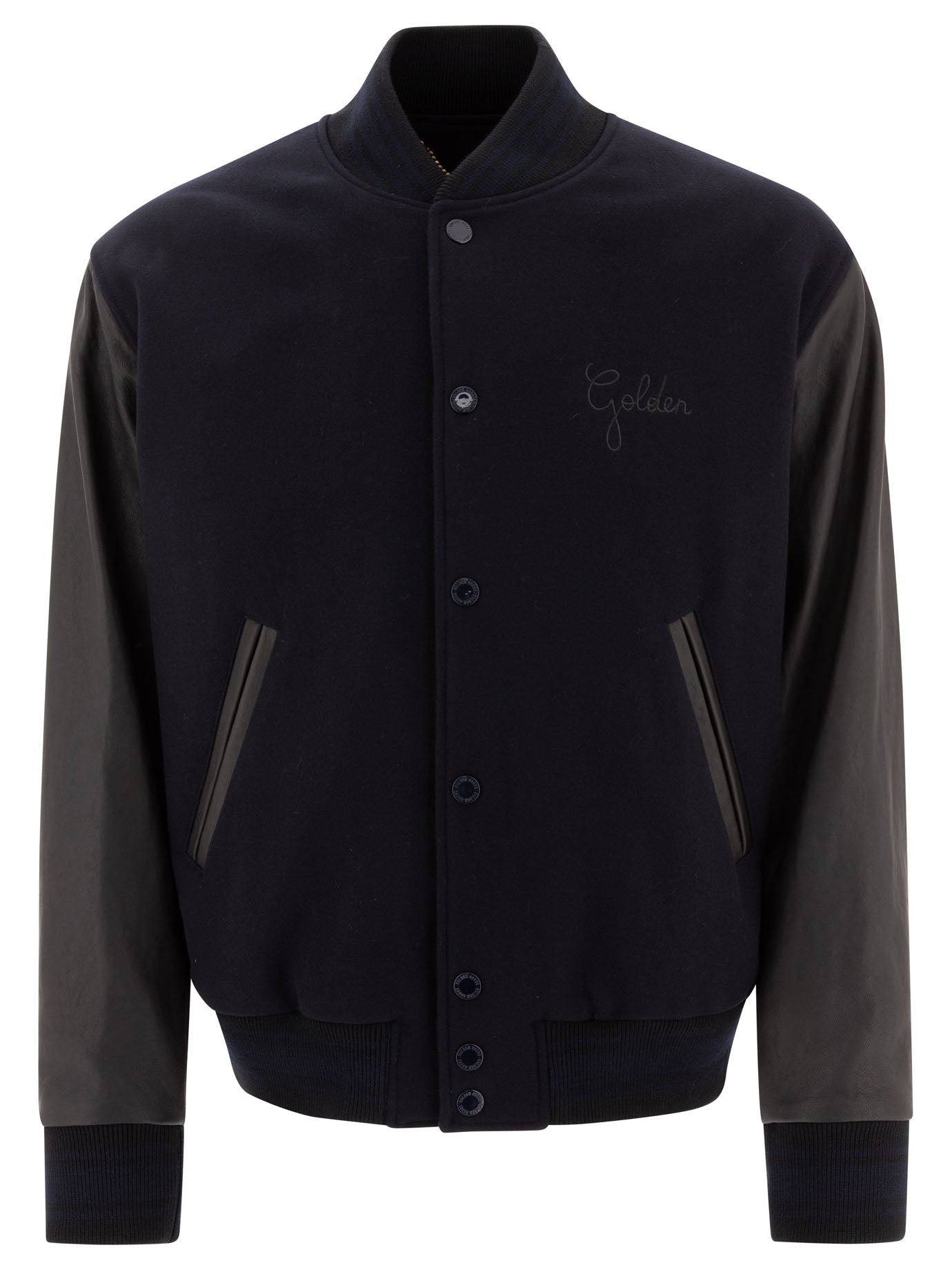 GOLDEN GOOSE Wool and Leather Bomber Jacket - Regular Fit