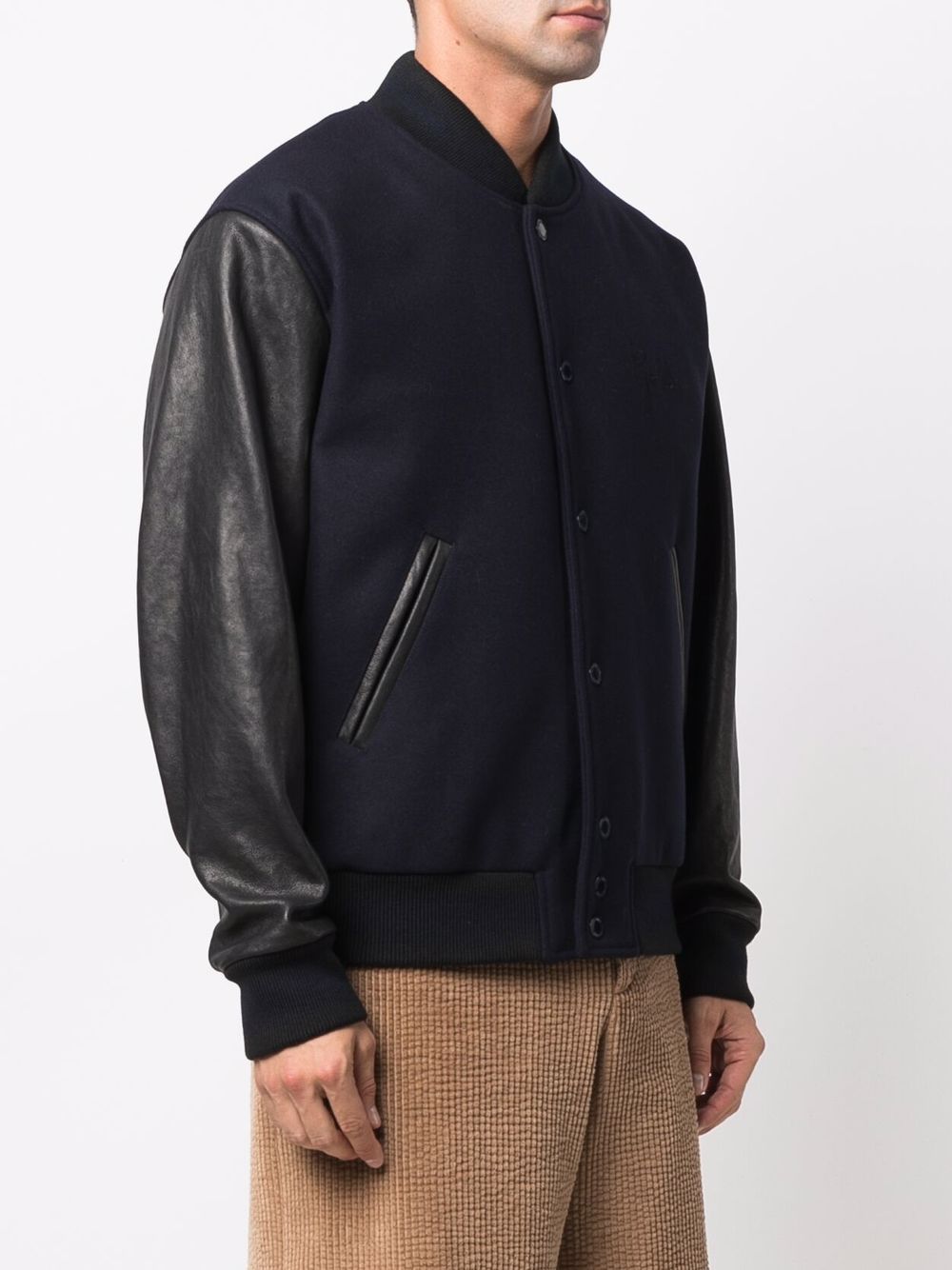 GOLDEN GOOSE Wool and Leather Bomber Jacket - Regular Fit