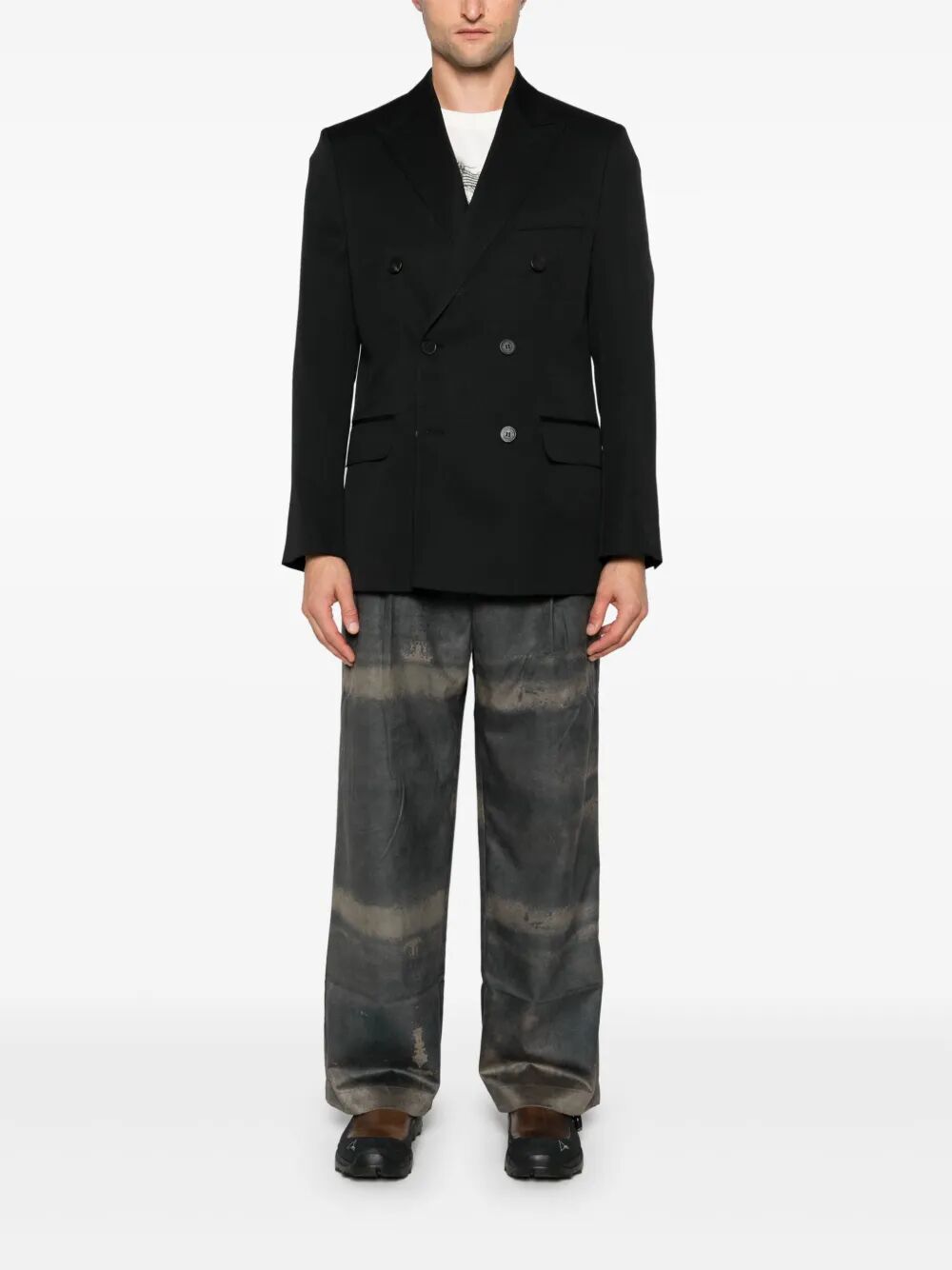 GOLDEN GOOSE Men's Double Breasted Blazer - Light Dry Wool Gabardine