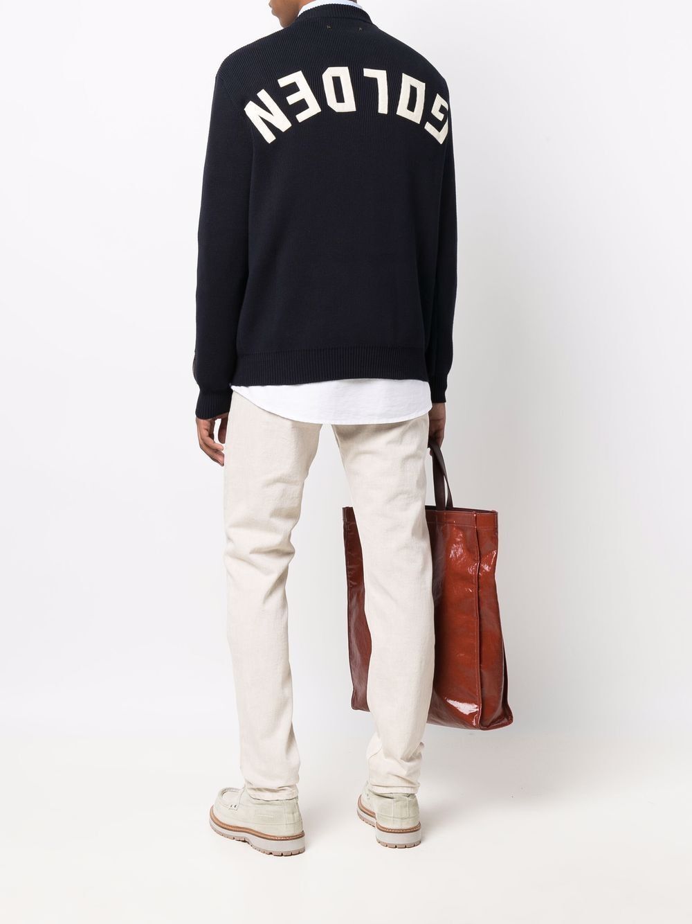GOLDEN GOOSE Crew-Neck Sweater with Contrasting Logo