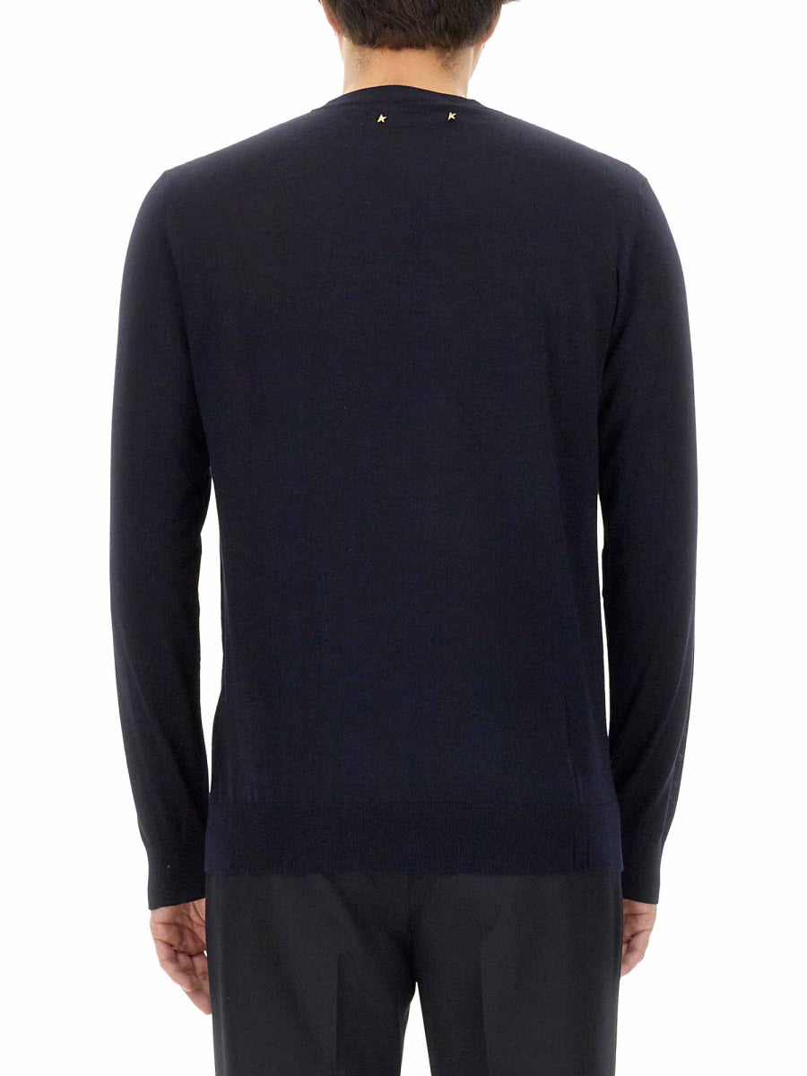 GOLDEN GOOSE Crew-Neck Wool Sweater with Localized Ripping
