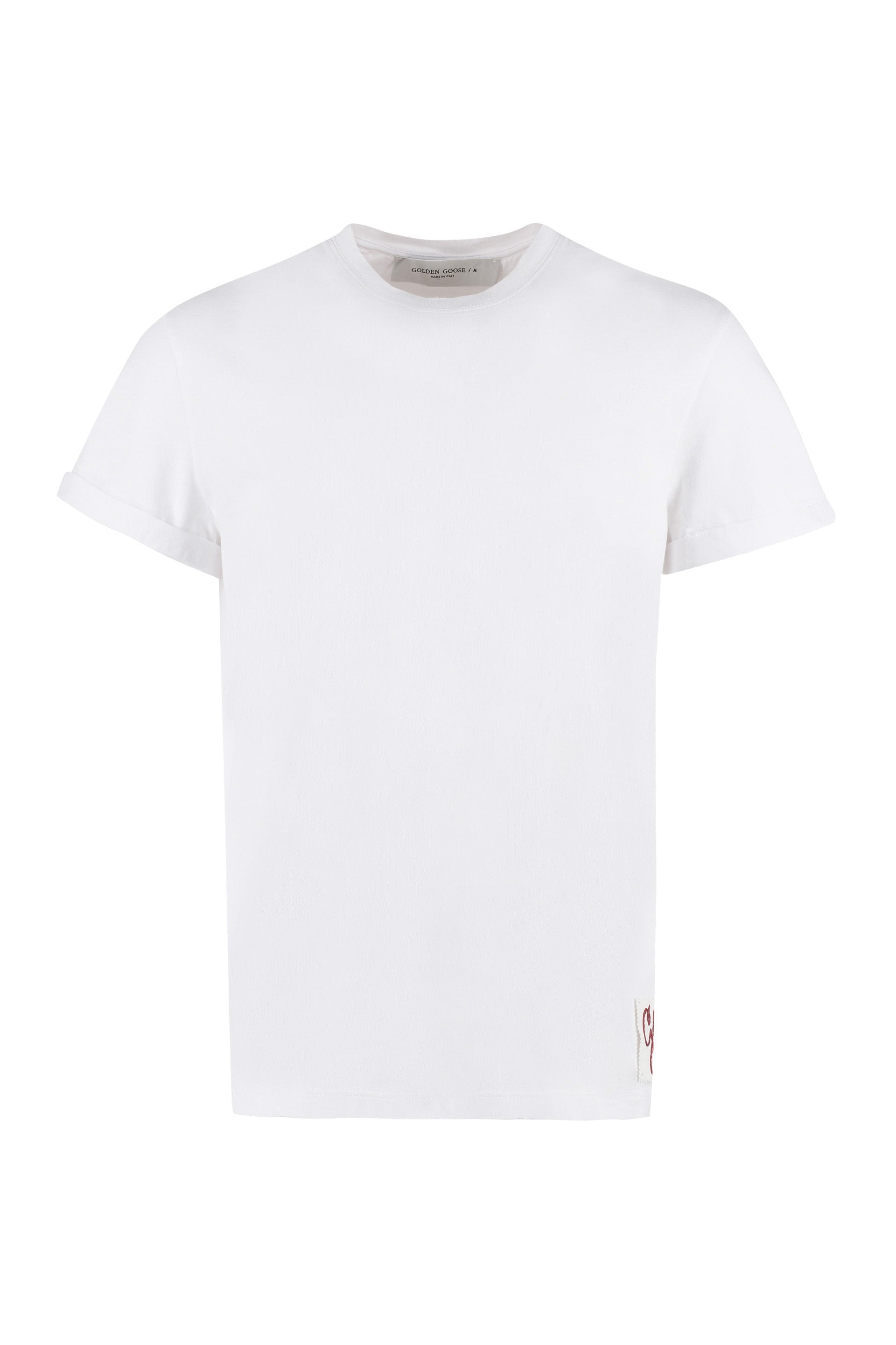 GOLDEN GOOSE Cotton Crew Neck T-Shirt with Star Logo - Men's