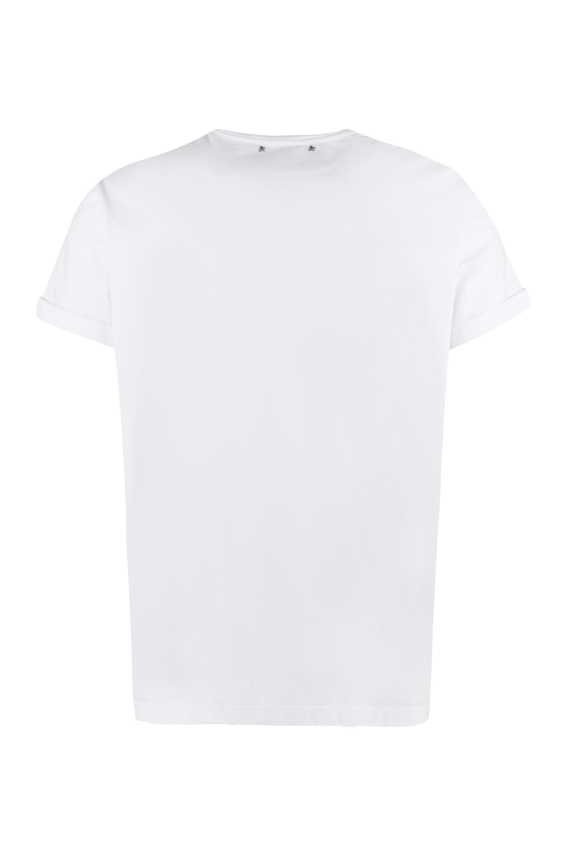GOLDEN GOOSE Cotton Crew Neck T-Shirt with Star Logo - Men's