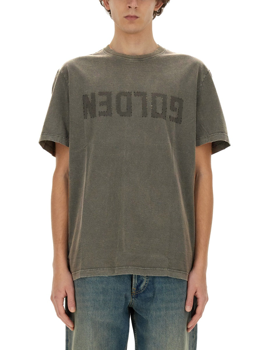 GOLDEN GOOSE Distressed Crew Neck T-Shirt - Size L