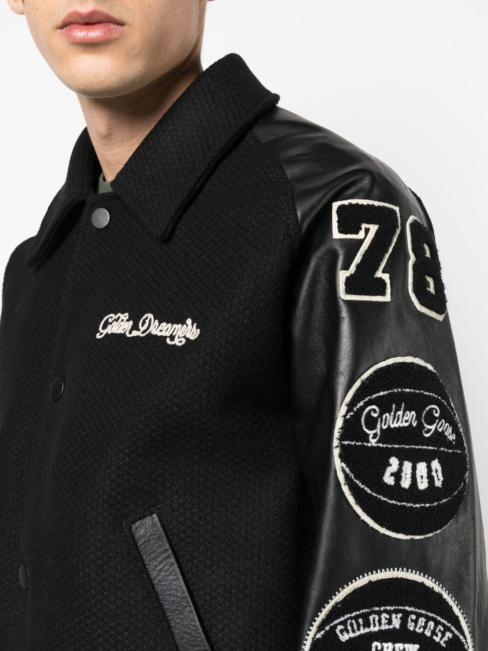 GOLDEN GOOSE Wool and Leather Bomber Jacket