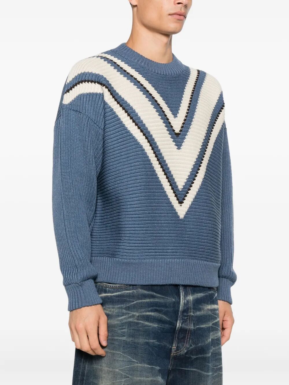 GOLDEN GOOSE Jacquard Wool Sweater with Cream Pattern
