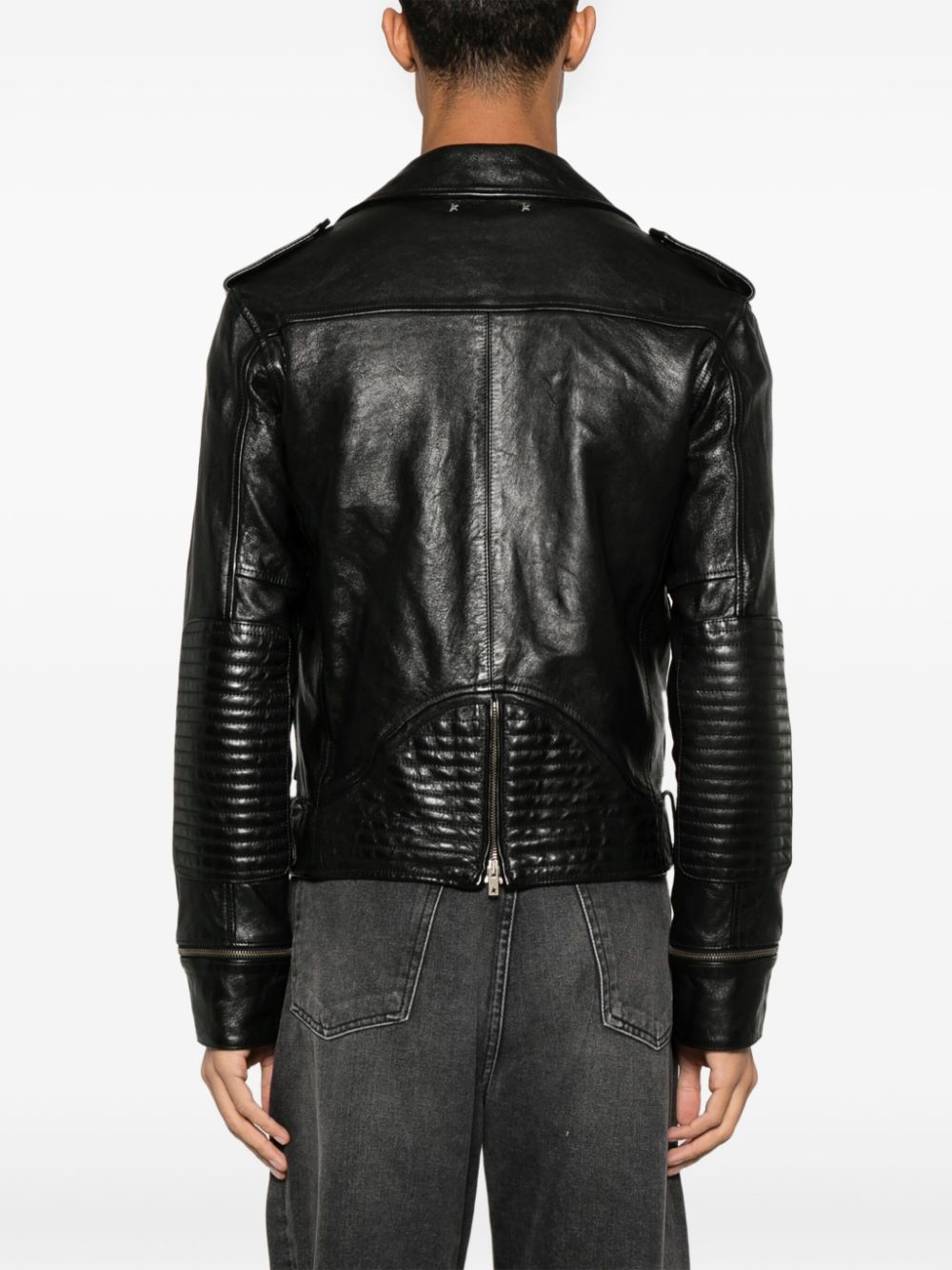 GOLDEN GOOSE Leather Jacket with Zip Details for Men
