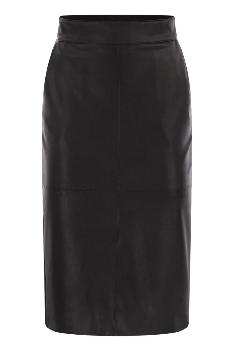 ELISABETTA FRANCHI High Waist Midi Leather Pencil Skirt