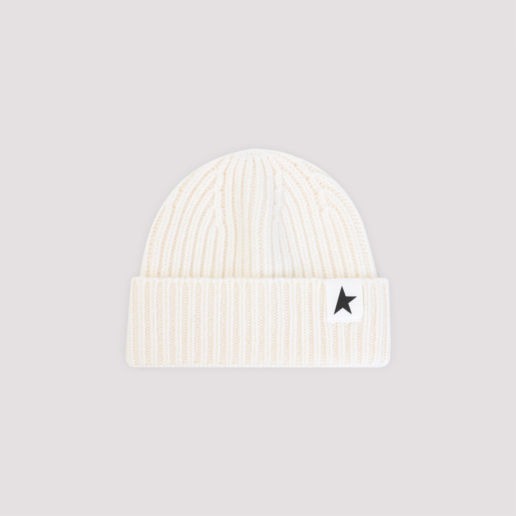 GOLDEN GOOSE Ribbed Knit Beanie with Star Logo
