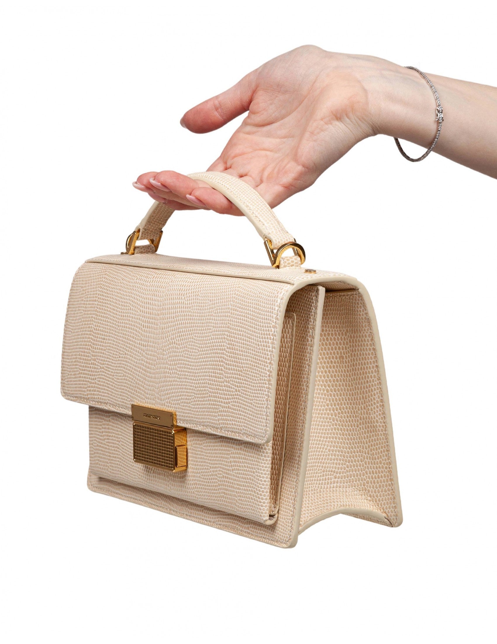 GOLDEN GOOSE Elegant Handbag with Python Pattern - 22cm Width