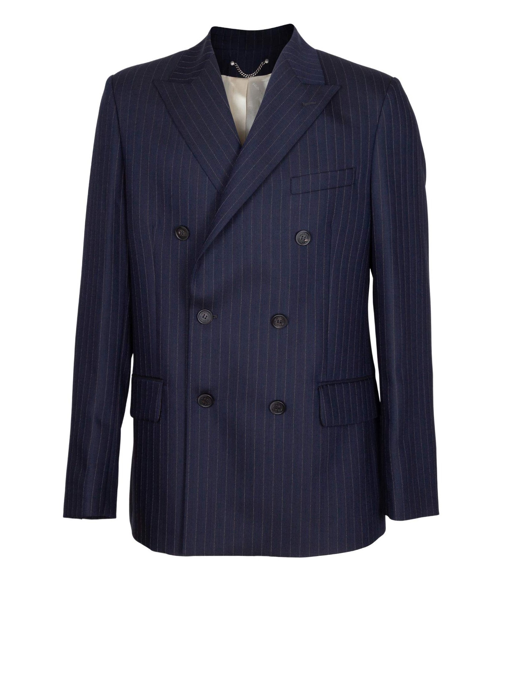 GOLDEN GOOSE Men's Journey Double-Breasted Pinstriped Wool Jacket