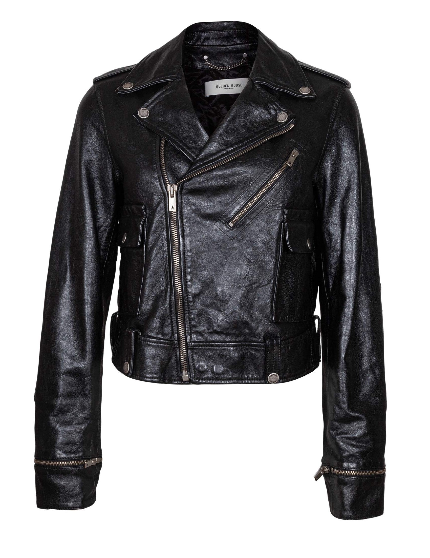 GOLDEN GOOSE Leather Biker Jacket for Women - Spring Summer 25