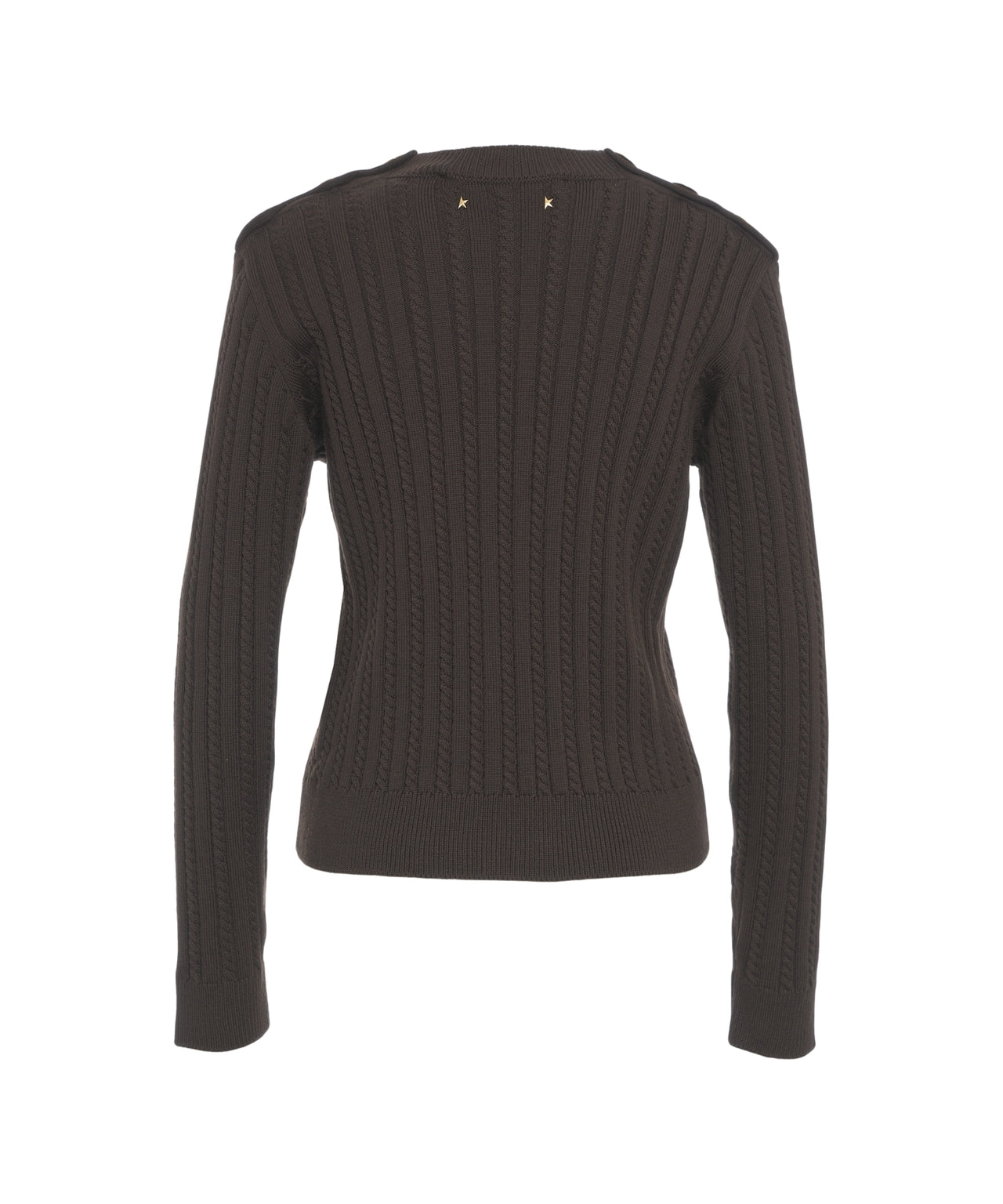 GOLDEN GOOSE Elegant Cable-Knit Sweater with Decorative Shoulder Buttons