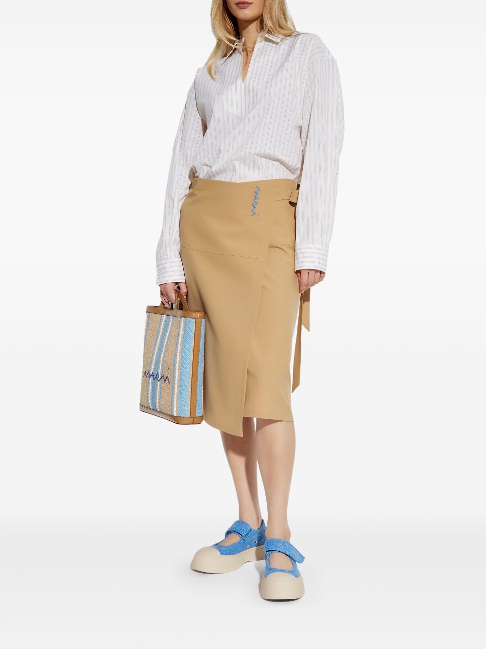 MARNI Midi Skirt with Side Bow for Women - Spring/Summer 2025