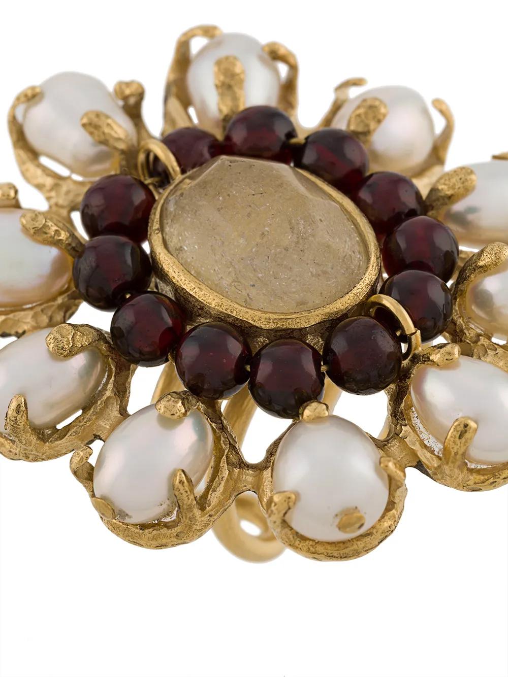 GOOSSENS Elegant Pearl and Garnet Ring for Women