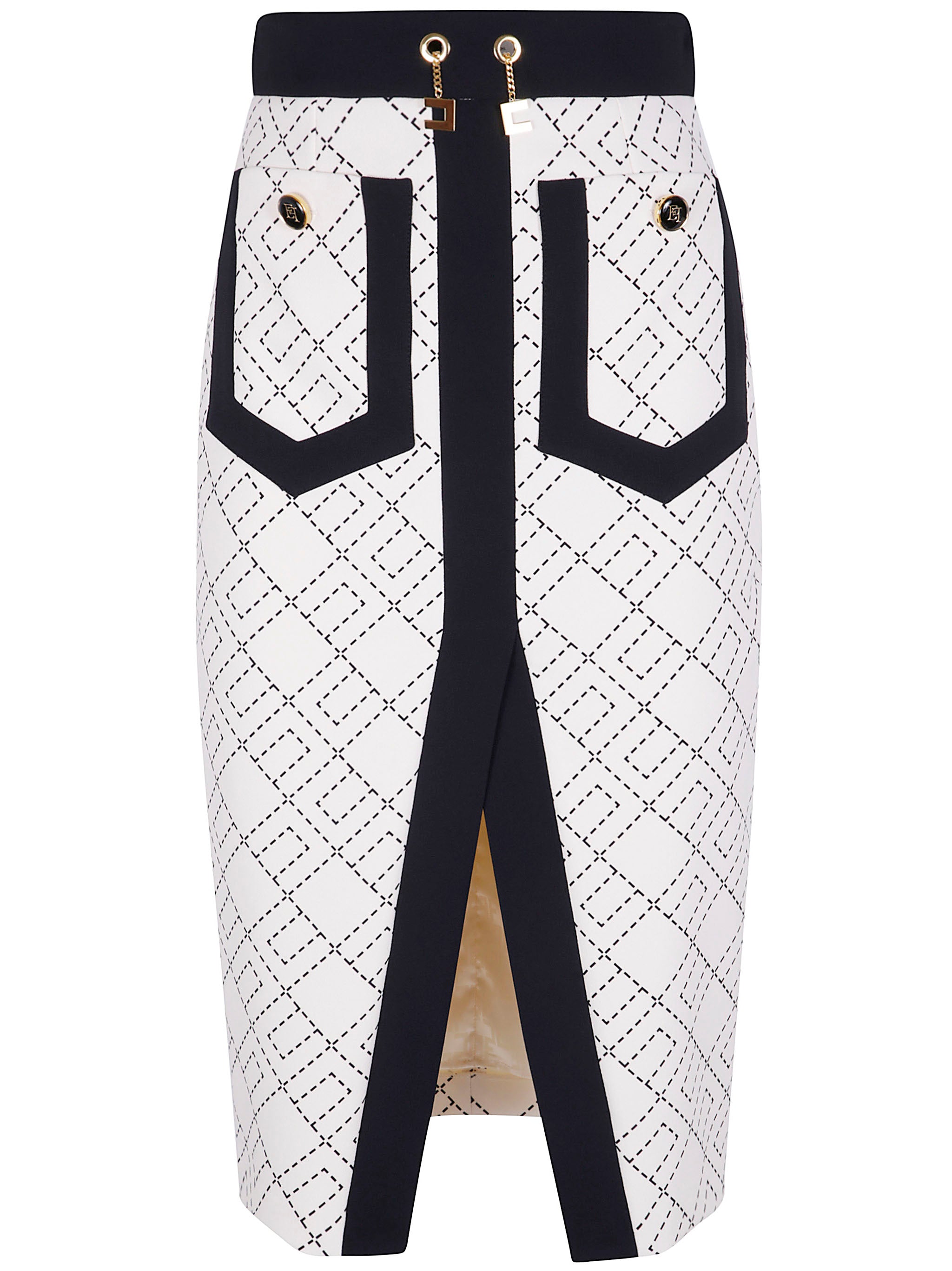 ELISABETTA FRANCHI Geometric Patterned Midi Skirt