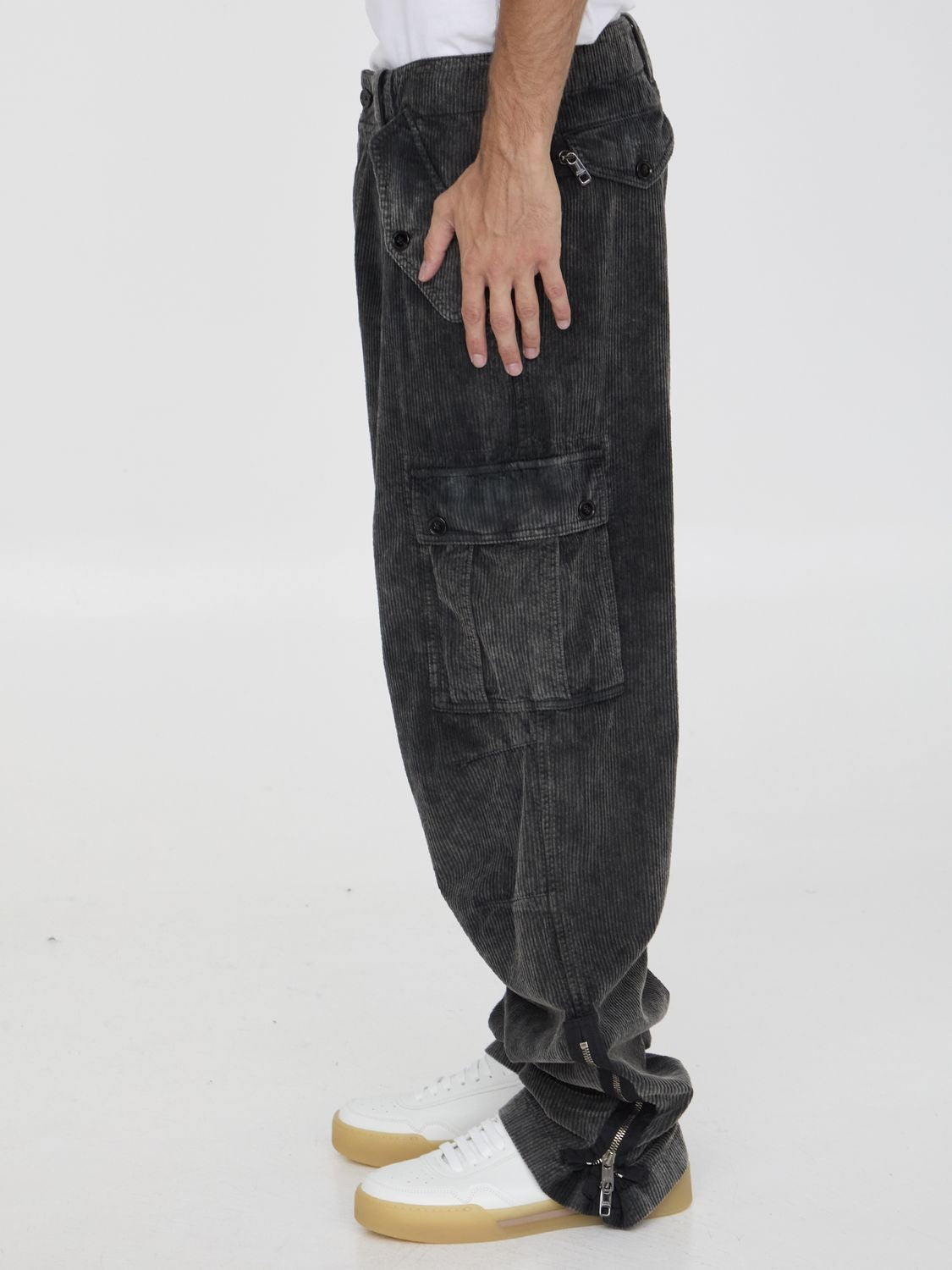 DOLCE & GABBANA Stretch Corduroy Cargo Pant for Men - FW24