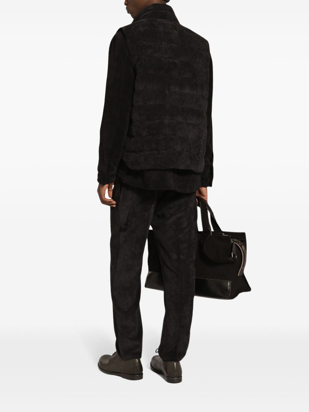 DOLCE & GABBANA Classic Front Pleat Corduroy Trousers with Pockets for Men