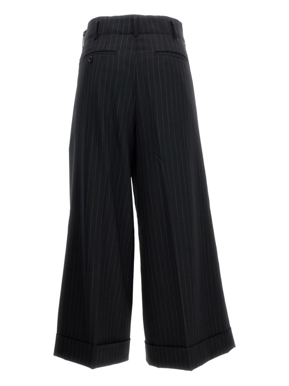 COMME DES GARÇONS Wool Blend Trousers - Pinstripe Cuffed Hem