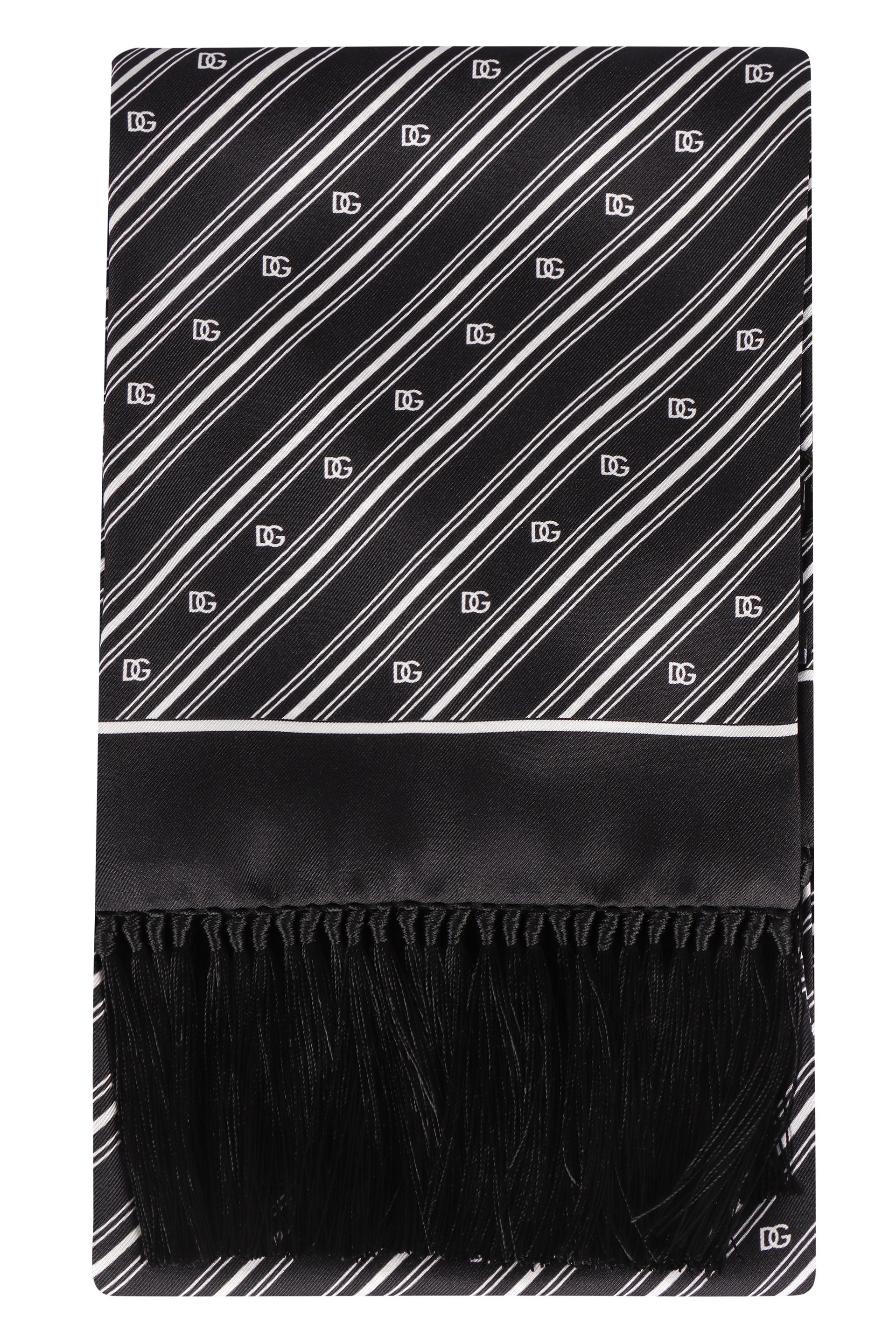 DOLCE & GABBANA Silk Scarf with All-Over Jacquard Logo - 15x140 cm