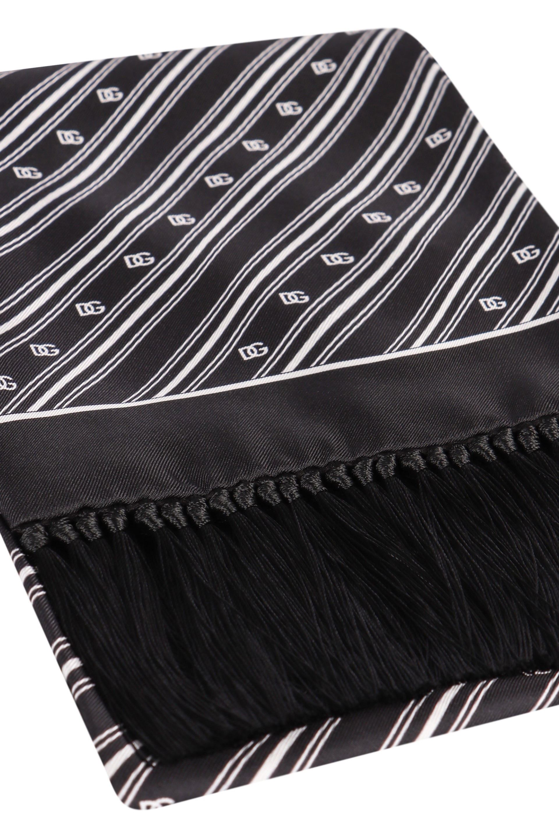 DOLCE & GABBANA Silk Scarf with All-Over Jacquard Logo - 15x140 cm