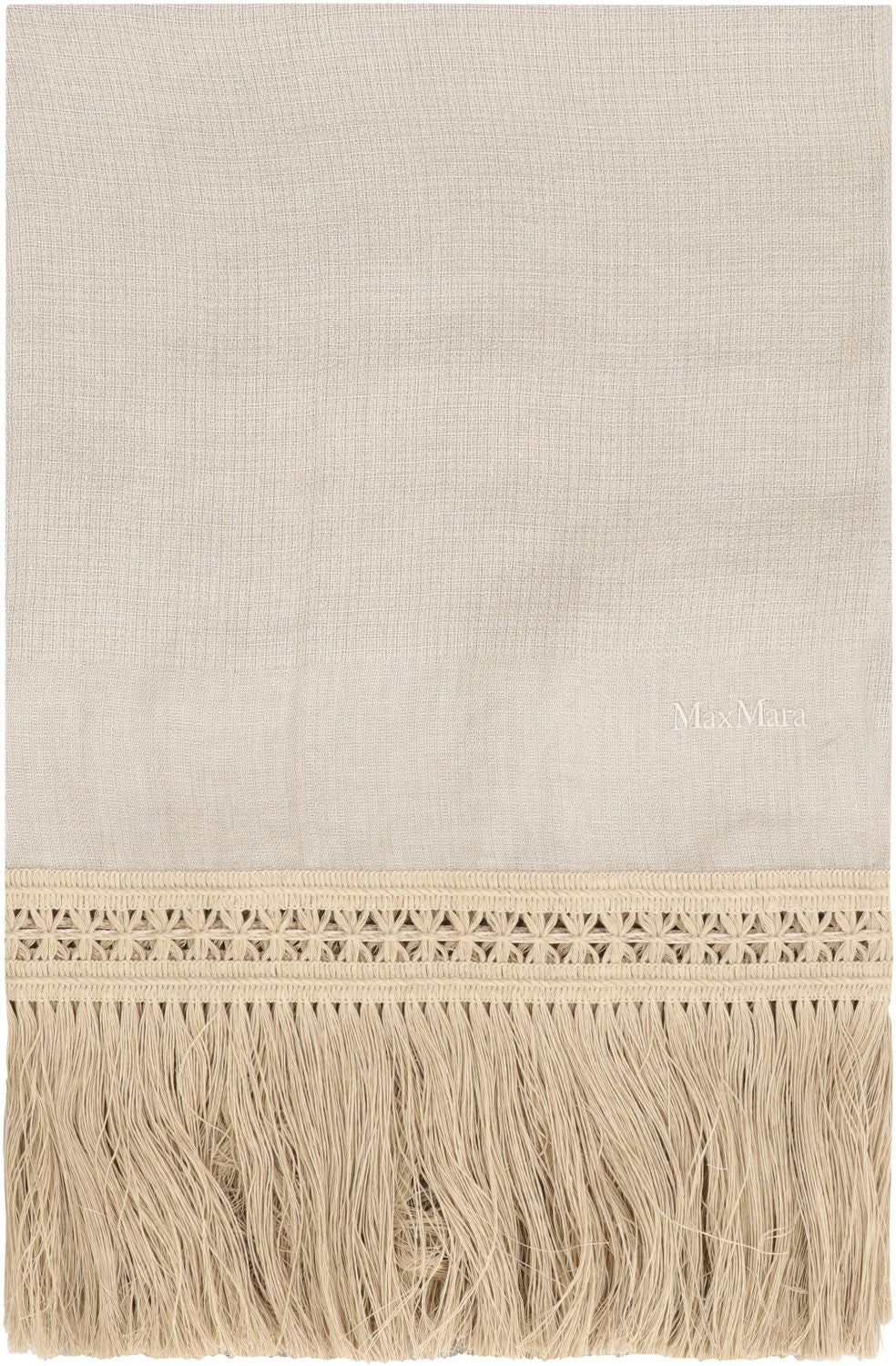 MAX MARA Linen Scarf with Fringed Edges, 70x200 cm