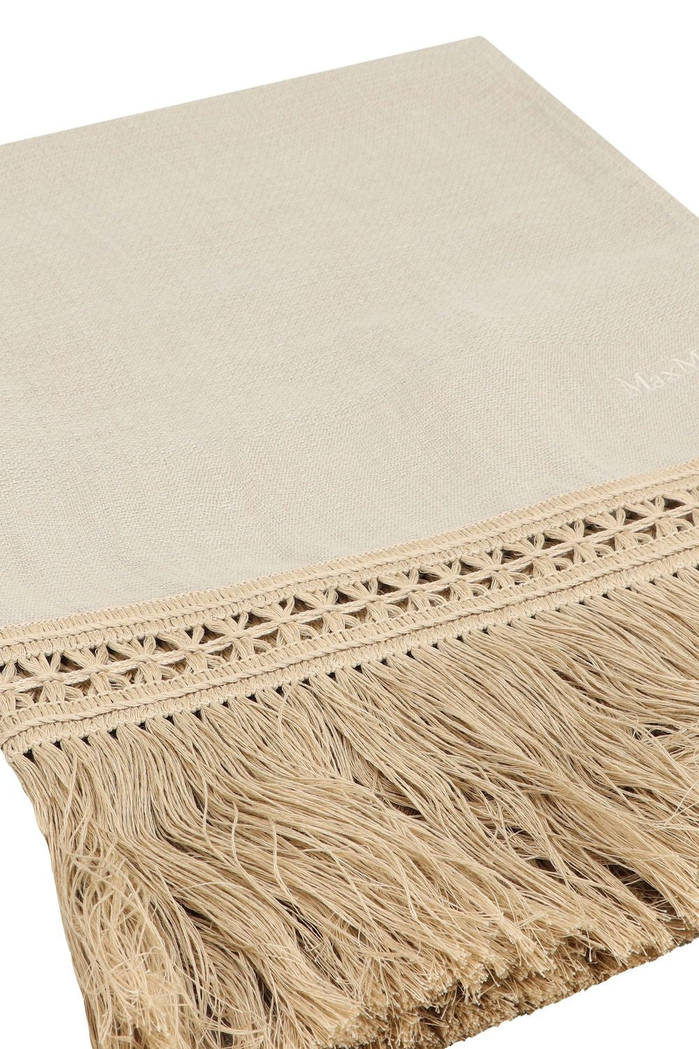 MAX MARA Linen Scarf with Fringed Edges, 70x200 cm