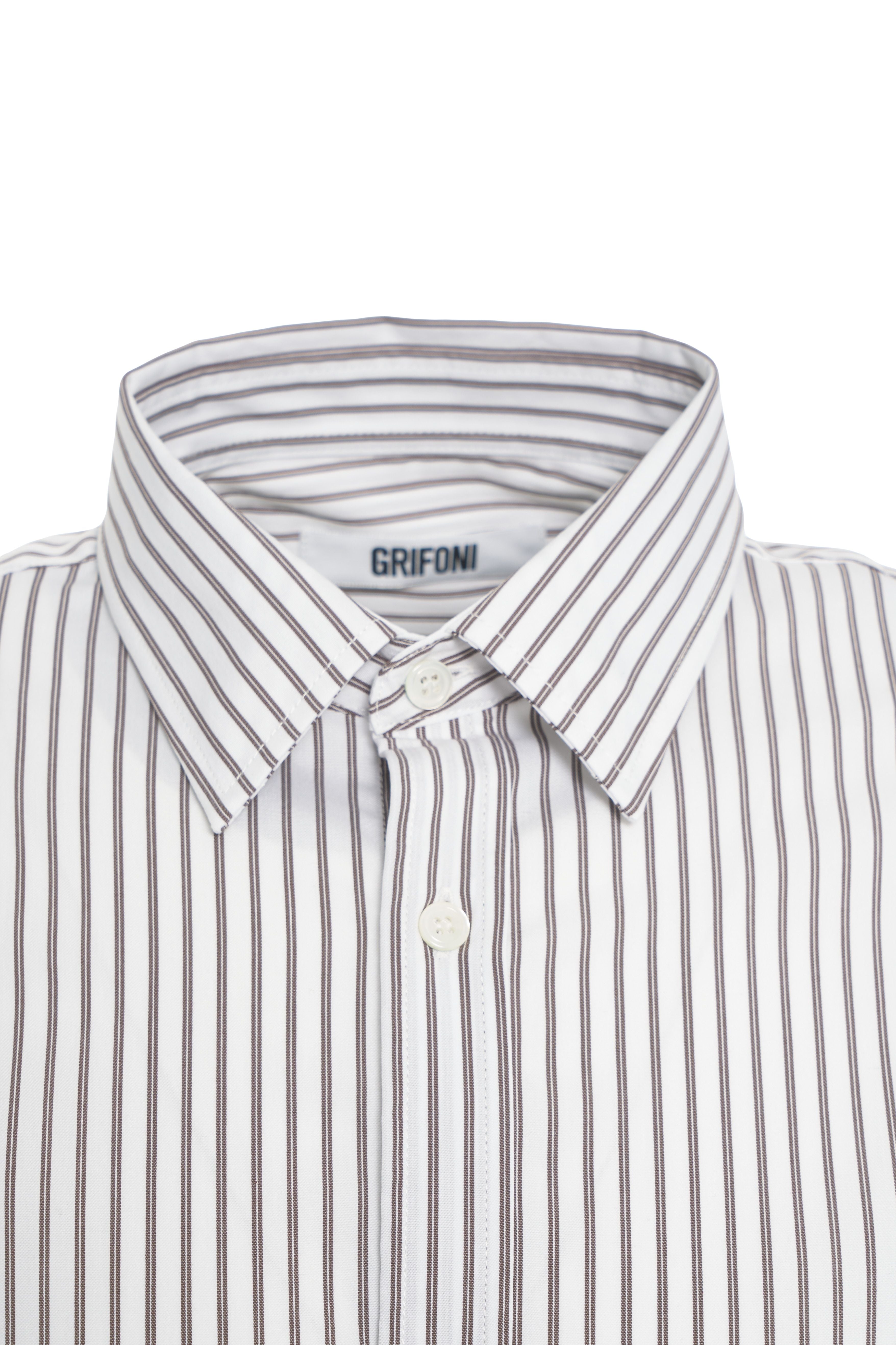GRIFONI Classic Striped Long-Sleeve Shirt for Men