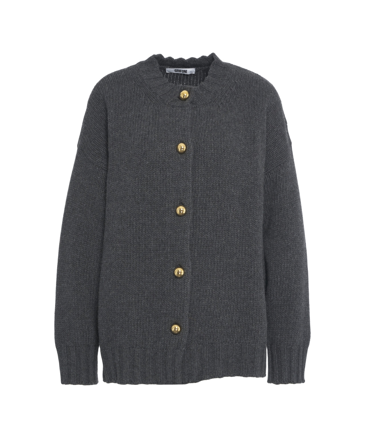 GRIFONI Elegant Women's Cardigan with Scalloped Collar