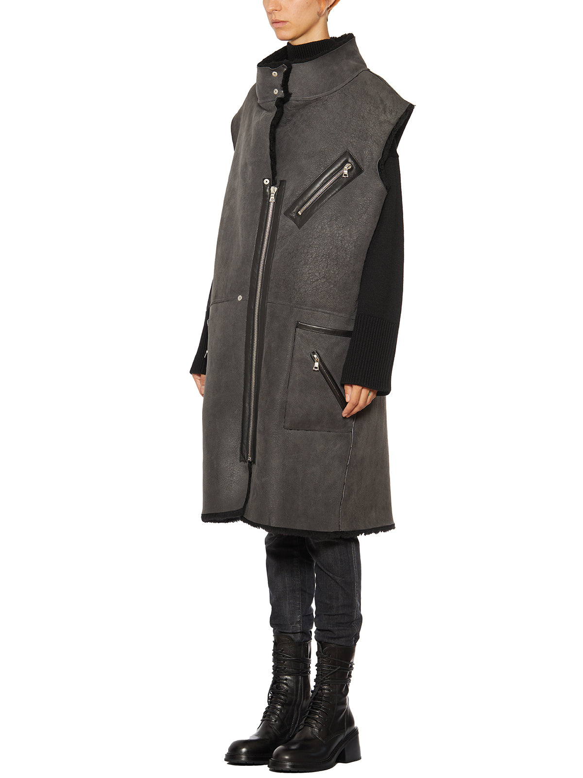 KERVIN MARC Oversize Reversible Shearling Gilet - One Size