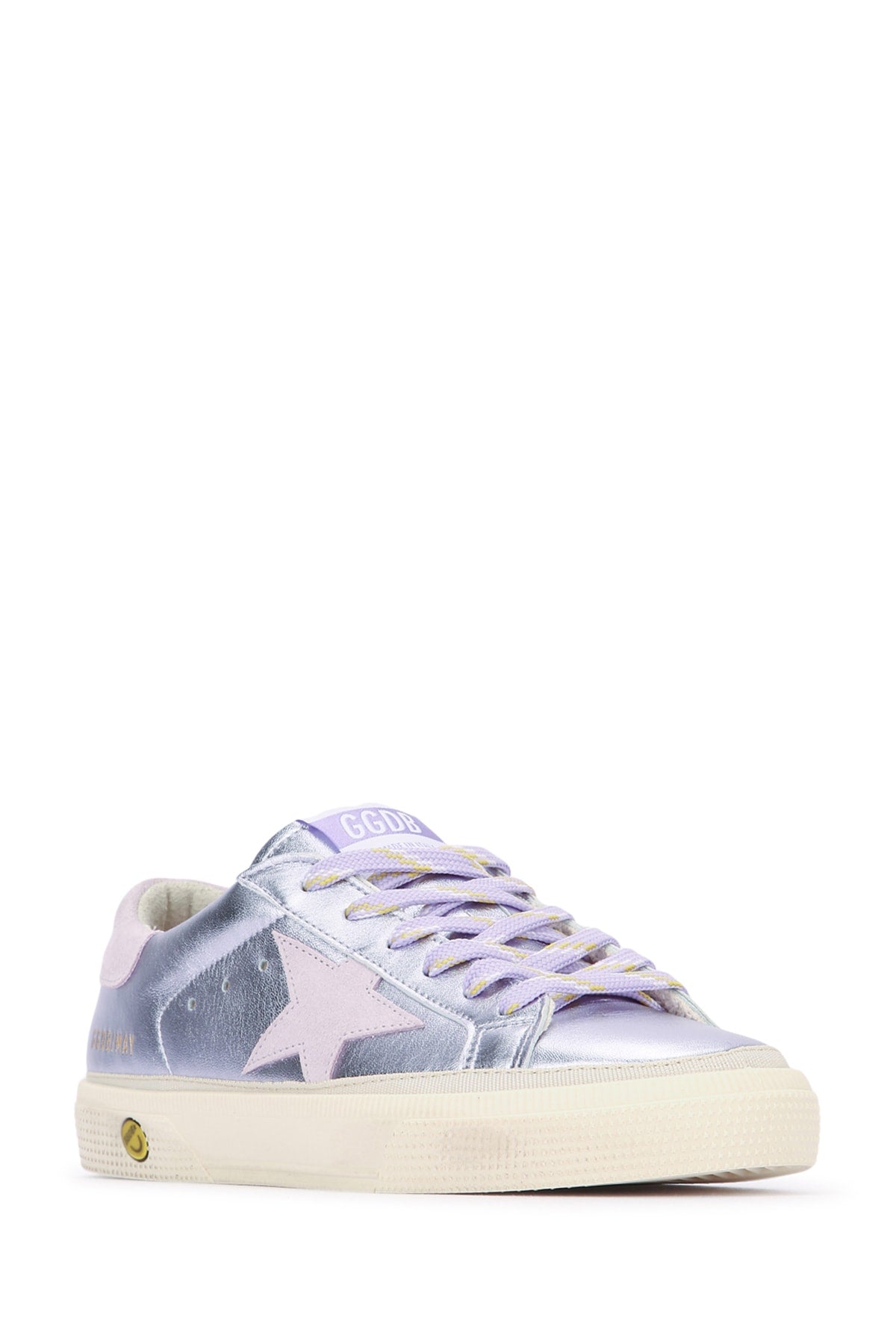 GOLDEN GOOSE KIDS Mini Laminated Nappa Upper Sneakers with Suede Star and Heel for Girls