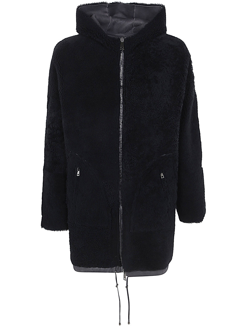 GIORGIO BRATO Reversible Shearling Overcoat with Hood for Men
