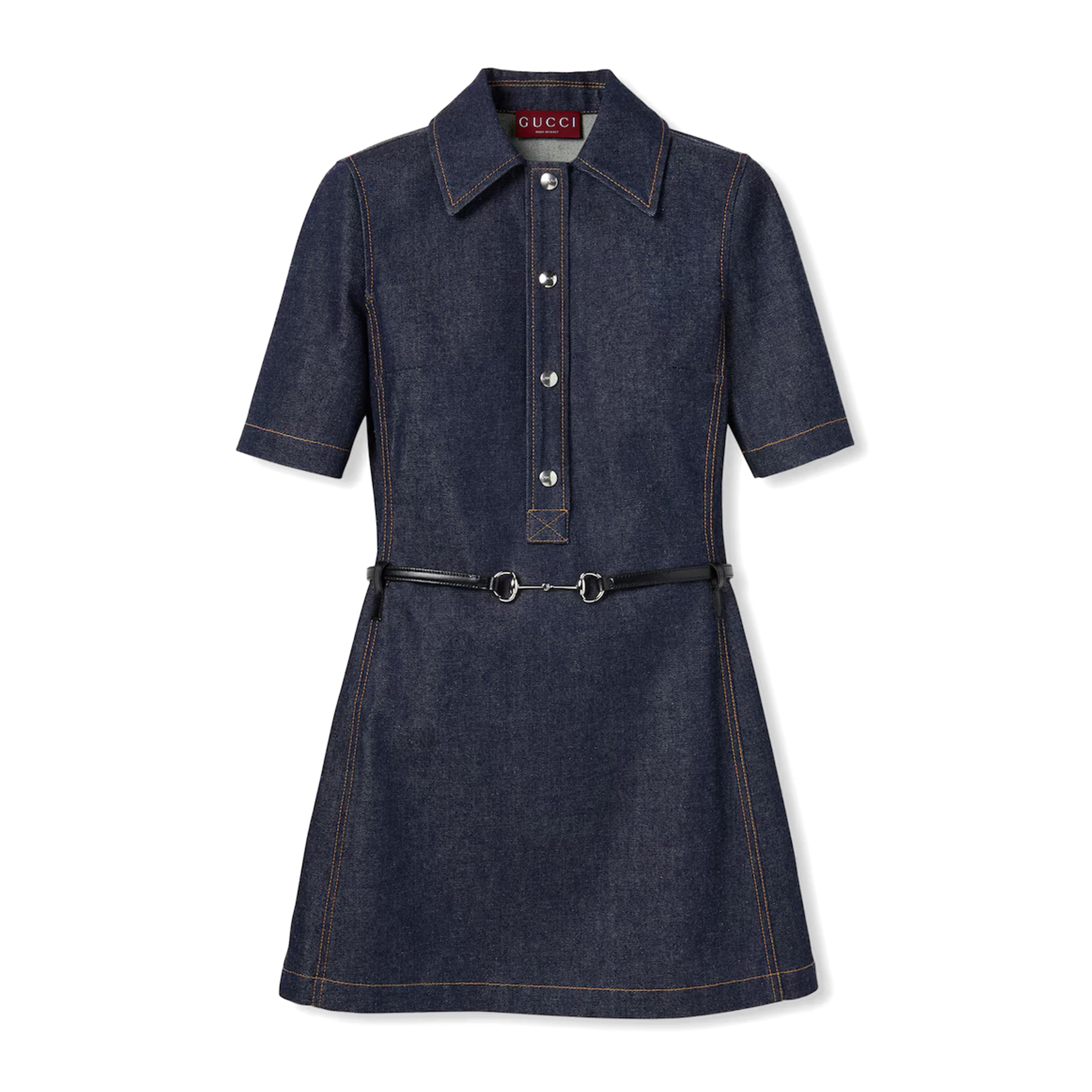 GUCCI Denim Dress with Horsebit Belt