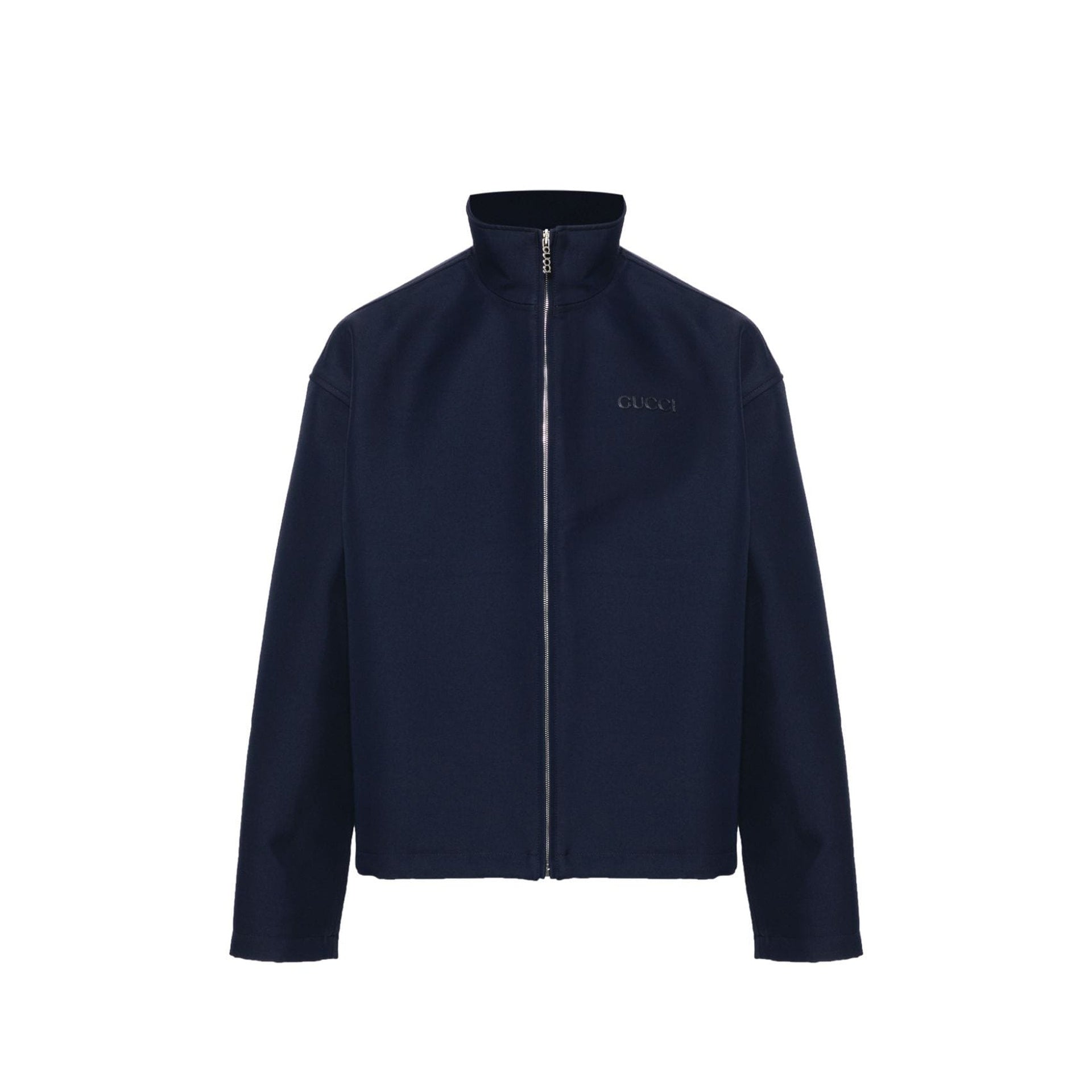GUCCI Wool Blend Jacket with High Neck and Zip Closure