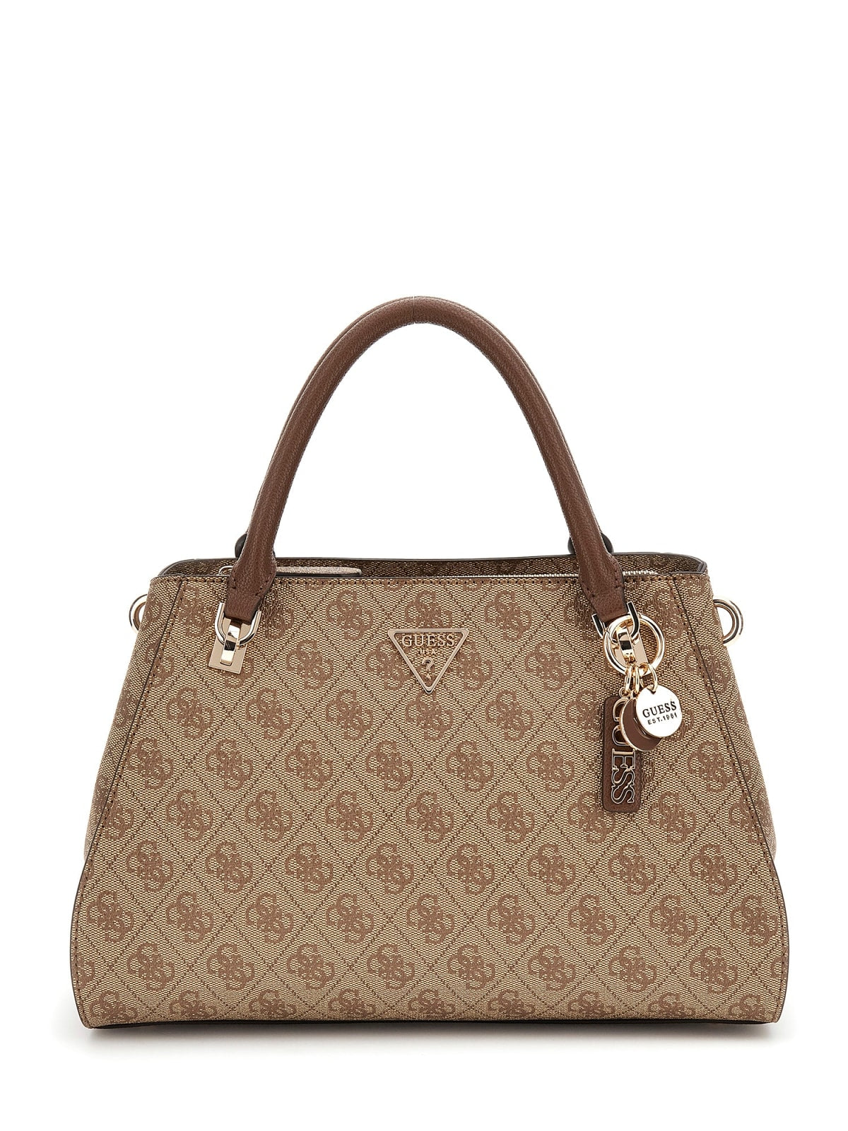 GUESS Chic Handbag with Double Handles and Logo Charm Pendant