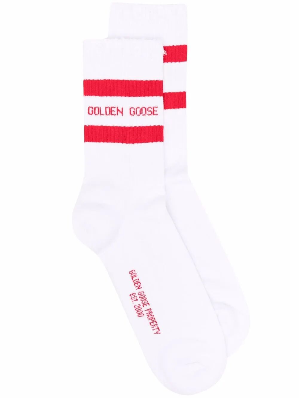 GOLDEN GOOSE Logo and Stripes Cotton Blend Socks