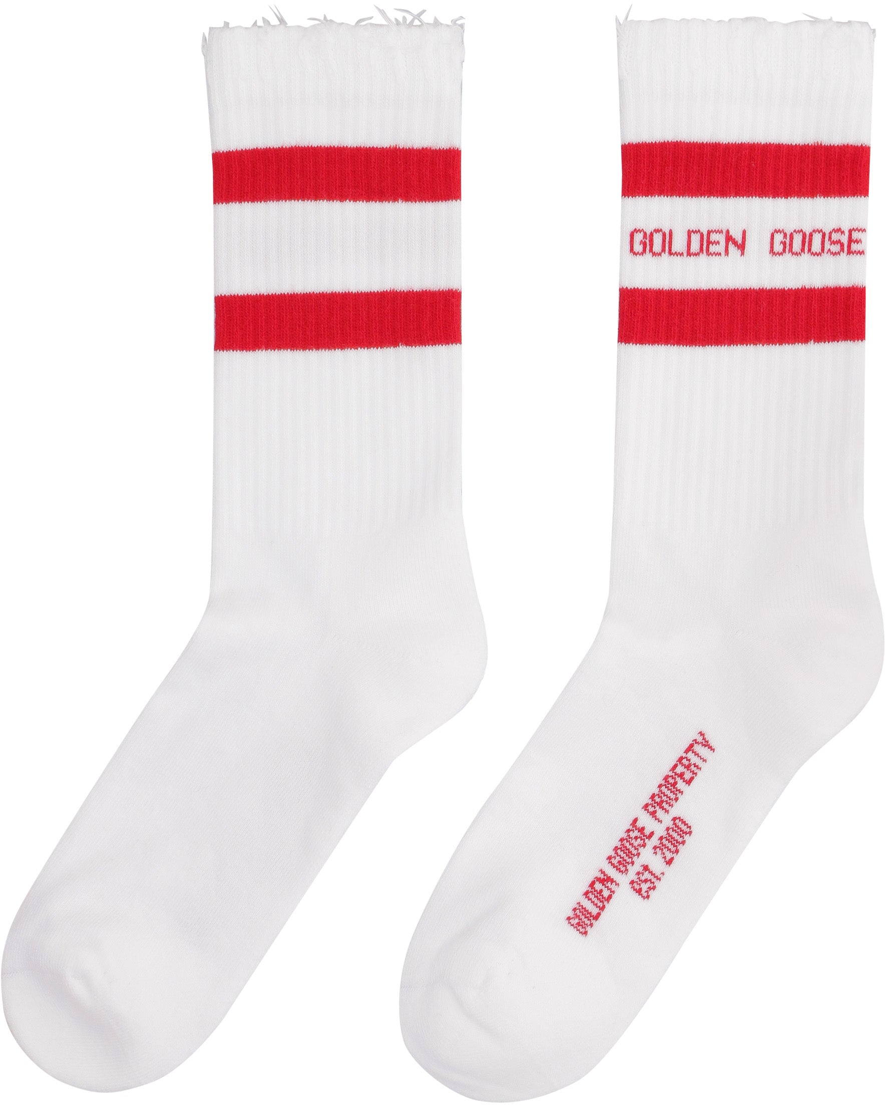 GOLDEN GOOSE Logo and Stripes Cotton Blend Socks