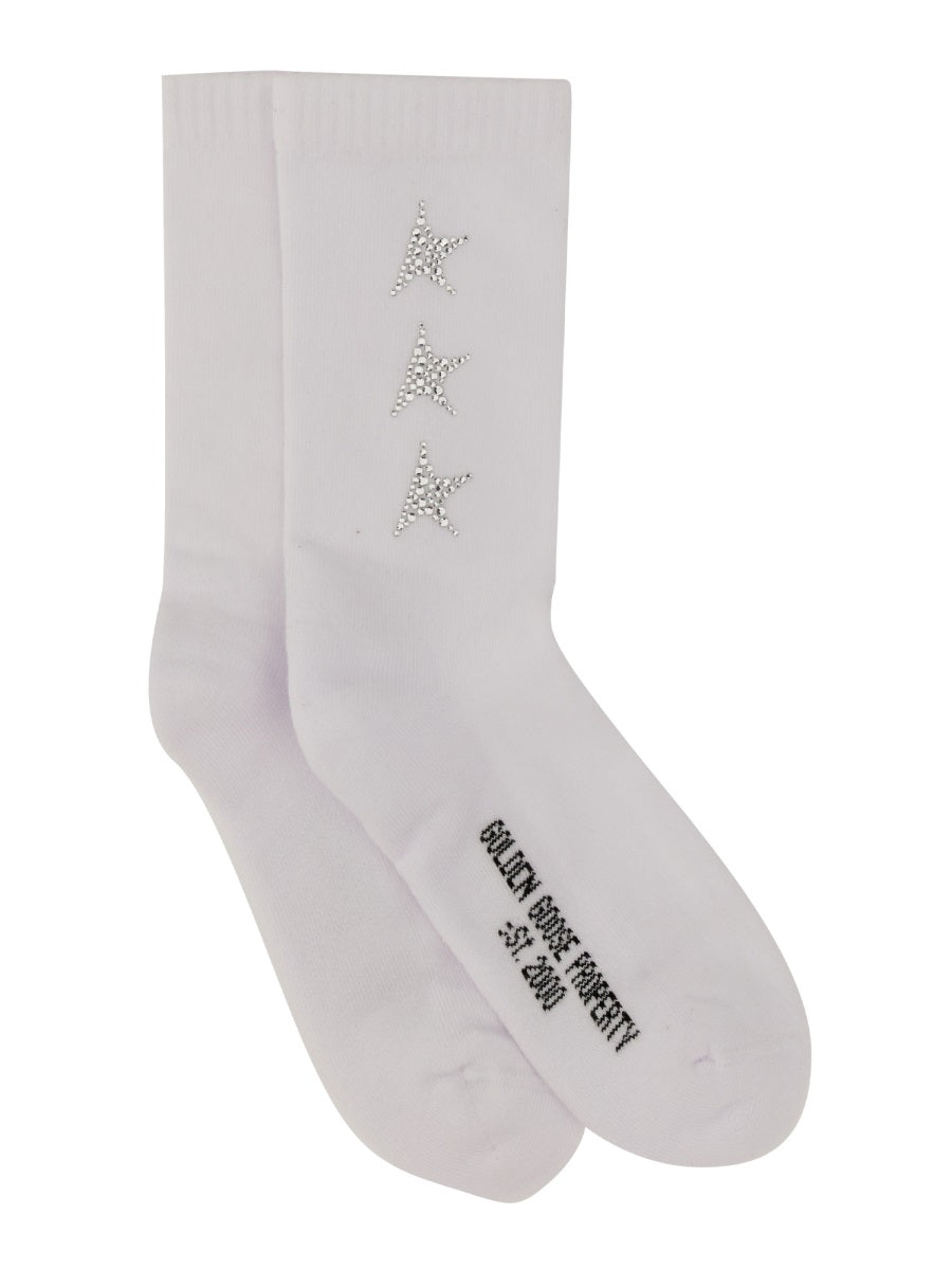GOLDEN GOOSE Ribbed Logo Socks - Medium Leg