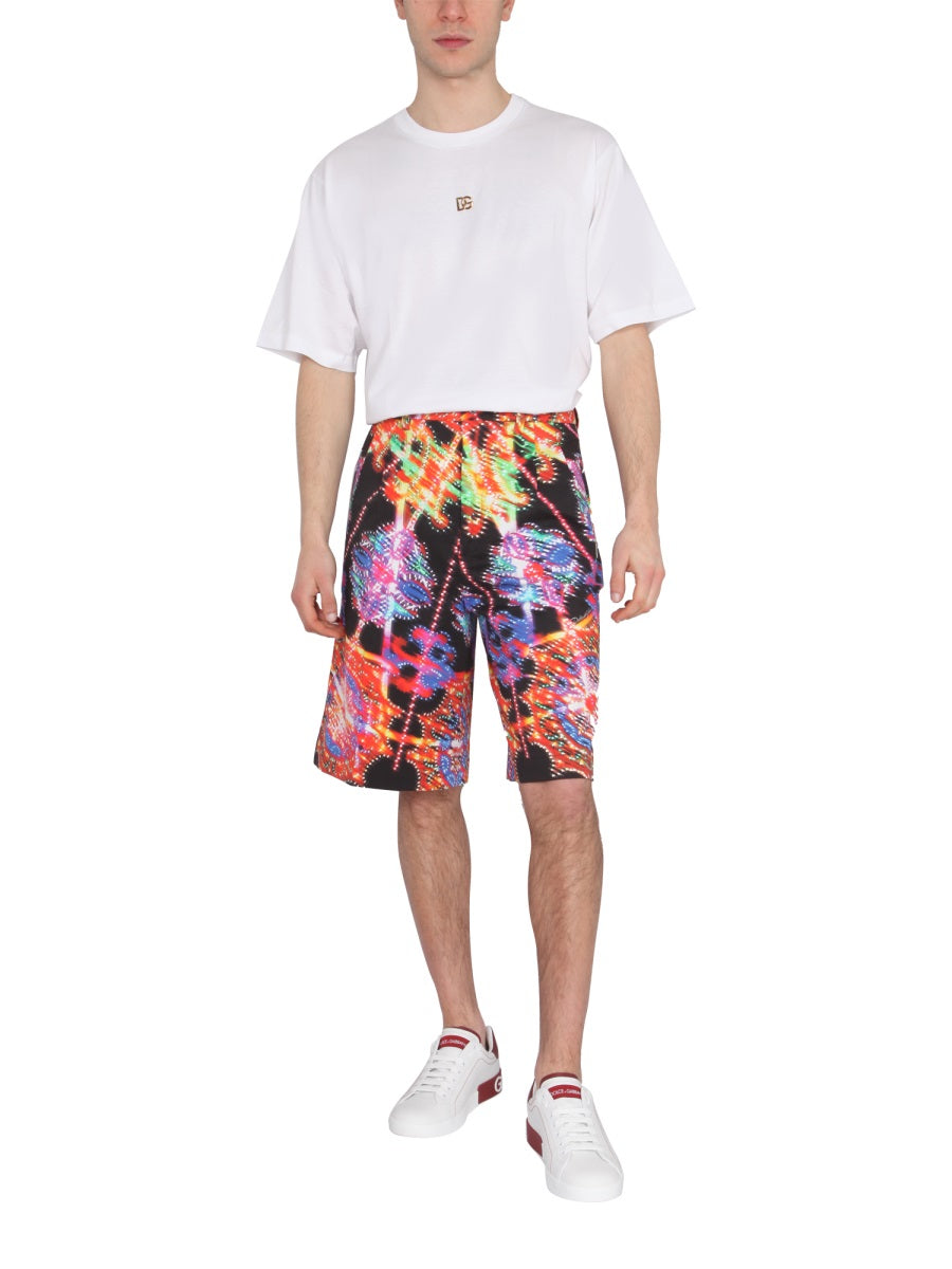 DOLCE & GABBANA Mini Bermuda Shorts with Luminary Print