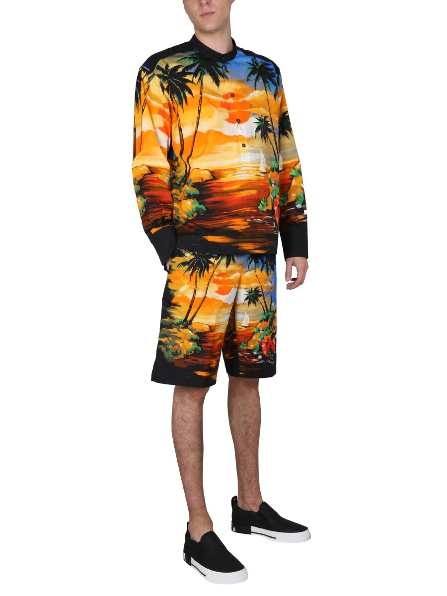 DOLCE & GABBANA Men's Bermuda Shorts with Tropical Print - Mini