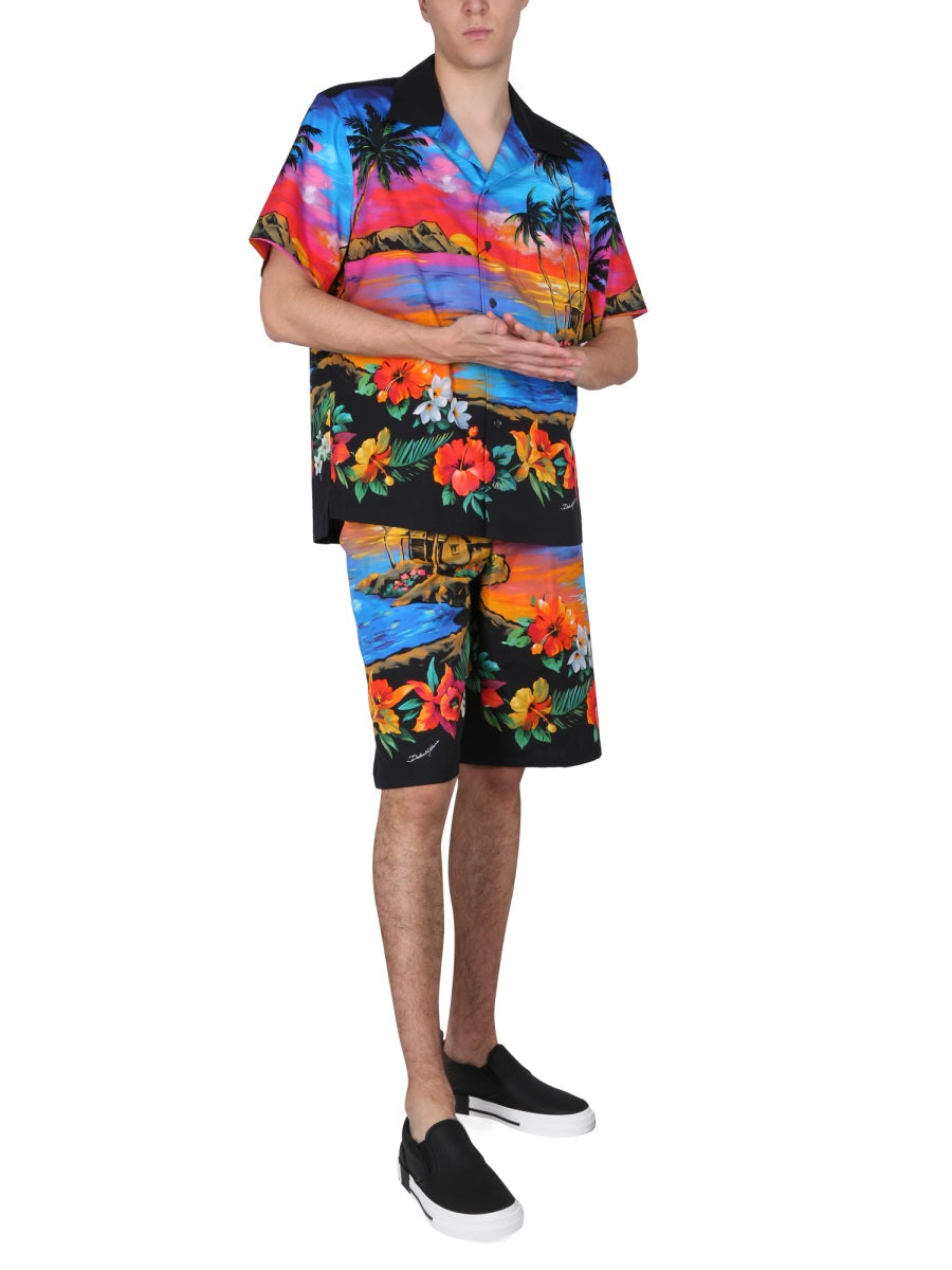 DOLCE & GABBANA Men's Bermuda Shorts with Tropical Print - Mini