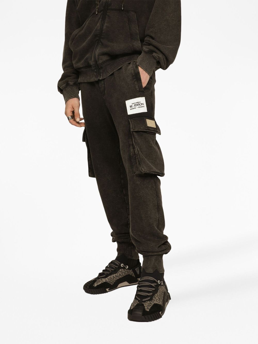 DOLCE & GABBANA Logo Patch Tapered Cargo Trousers