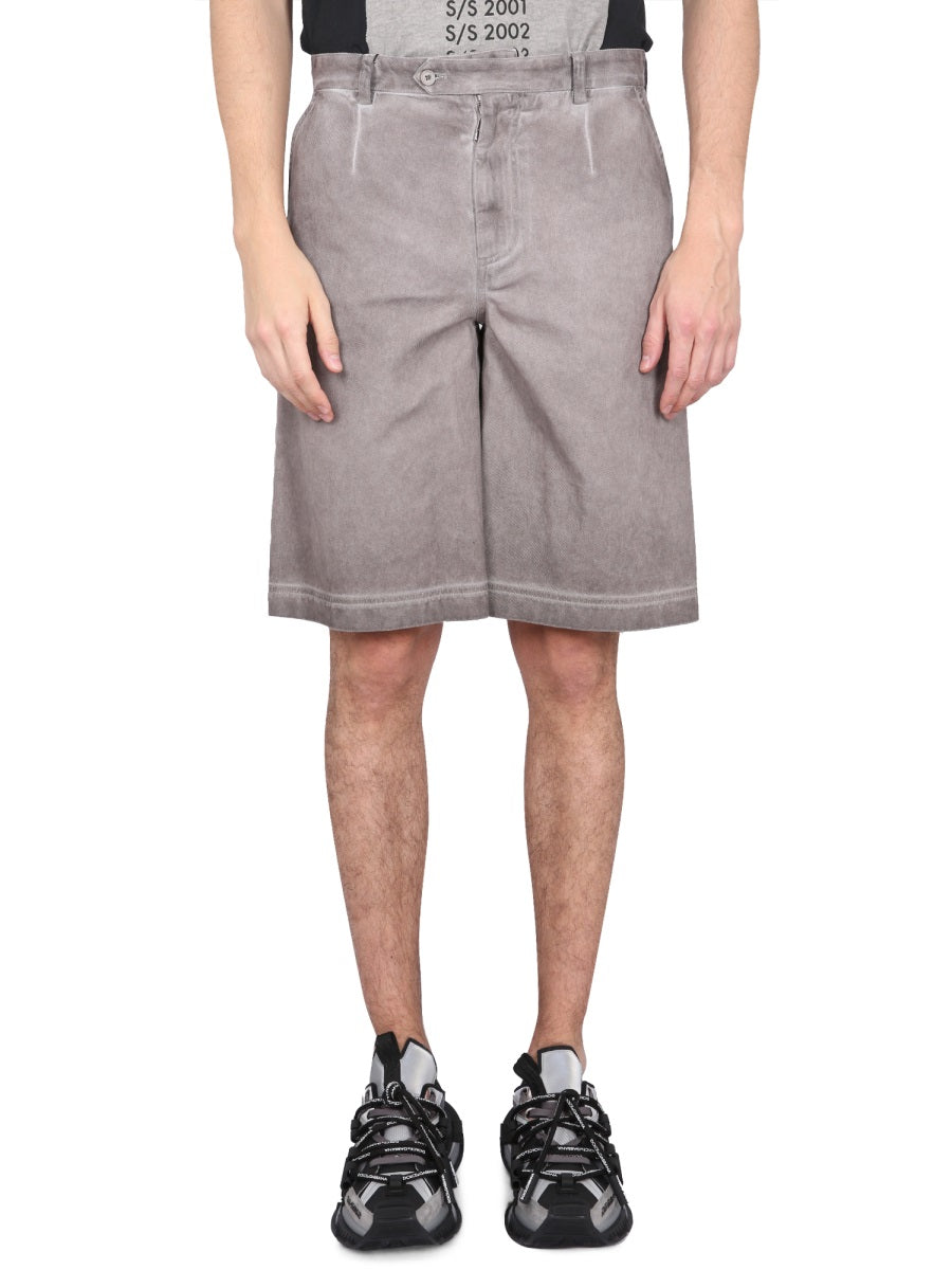 DOLCE & GABBANA Men's Logo Plaque Bermuda Shorts